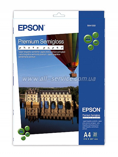 Бумага Epson A4 Premium Semigloss Photo Paper, 20л. C13S041332 Бумага Epson A4 Premium Semigloss Photo Paper, 20л. C13S041332