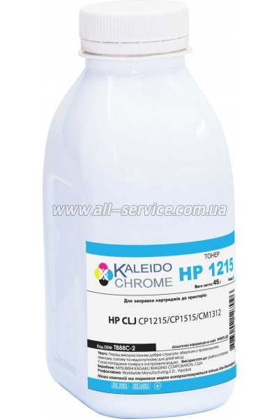 Тонер Kaleidochrome HP CLJ CP1215/ 1515/ 1518/ CM1312/ CM1320 Cyan 45г/ банка (TB88C-2) Тонер Kaleidochrome HP CLJ CP1215/ 1515/ 1518/ CM1312/ CM1320 Cyan 45г/ банка (TB88C-2)